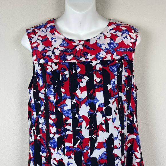 Peter Pilotto for Target Floral‎ Geometric Sleeveless Dress Flounce Hem Size M - Picture 4 of 8